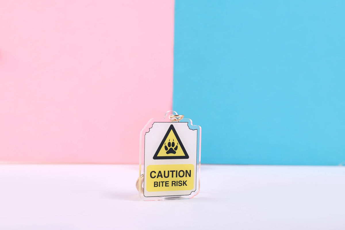 Caution Bite Risk Lanyard Keychain | Double Sided Lanyard