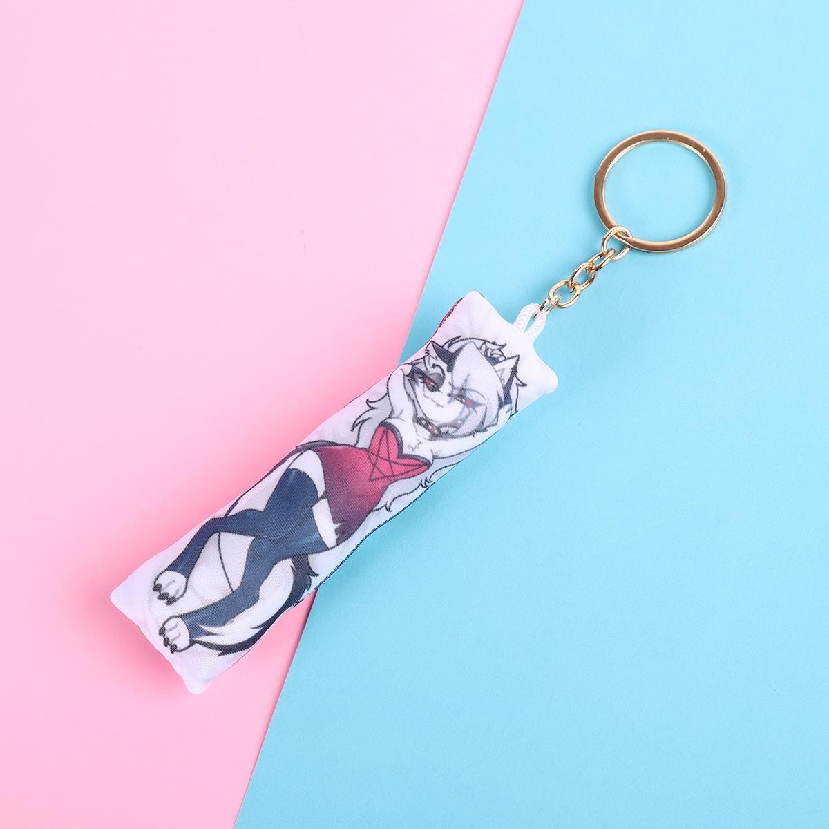 Helluva Boss Loona Dress / Laying Mini Dakimakura Keychain | 11x3cm Two Way Tricot Daki Keychain Body Pillow