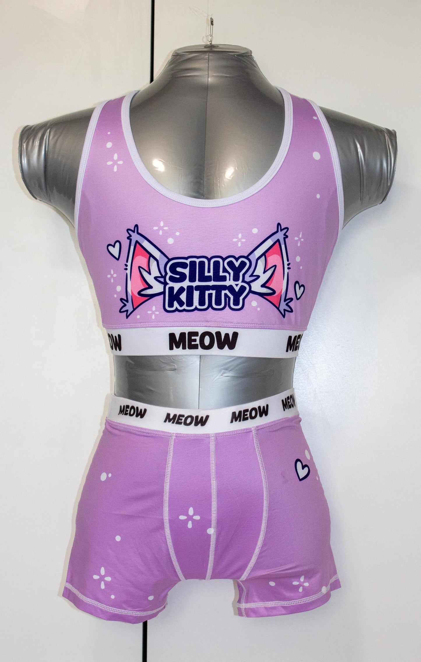 Silly Kitty Underwear Set | Sports Bra & Boxer Shorts | XS-3XL Sizes