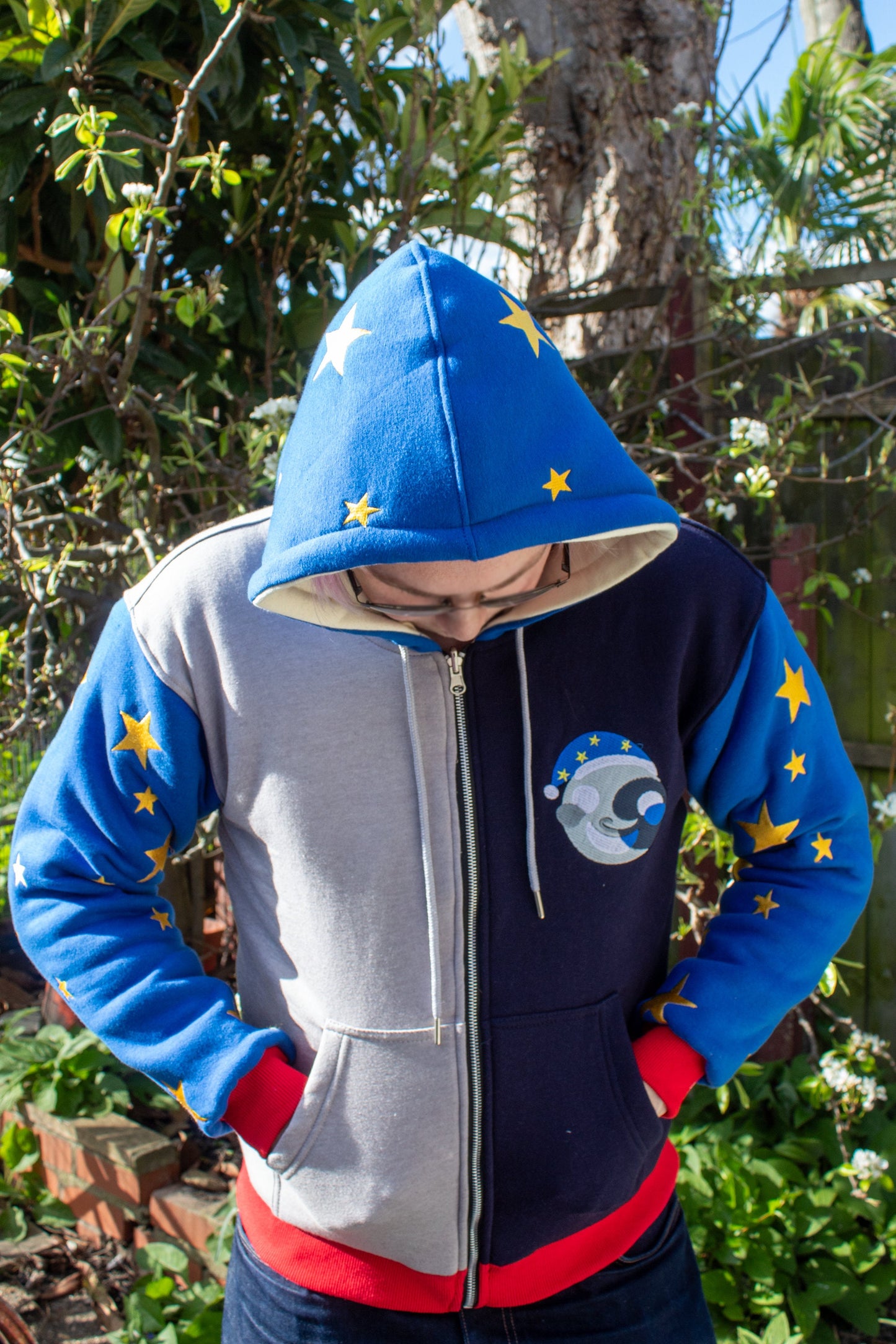 Five Nights at Freddy's Sun / Daycare Attendant & Moon Inspired Reversible Hoodie | Soft Zip Up Hoodie with Embroidery FNAF Security Breach