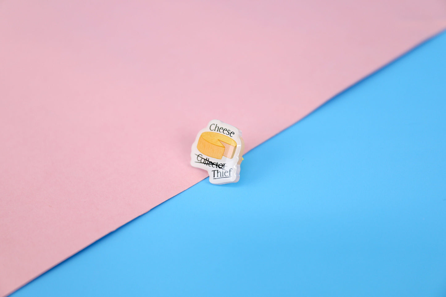 Cheese Thief Acrylic Pin | 1" Die Cut Acrylic Pin