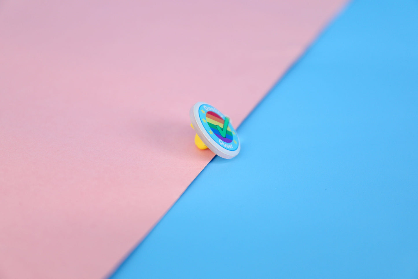 Quality Queer Acrylic Pin | 1" Die Cut Acrylic Pin