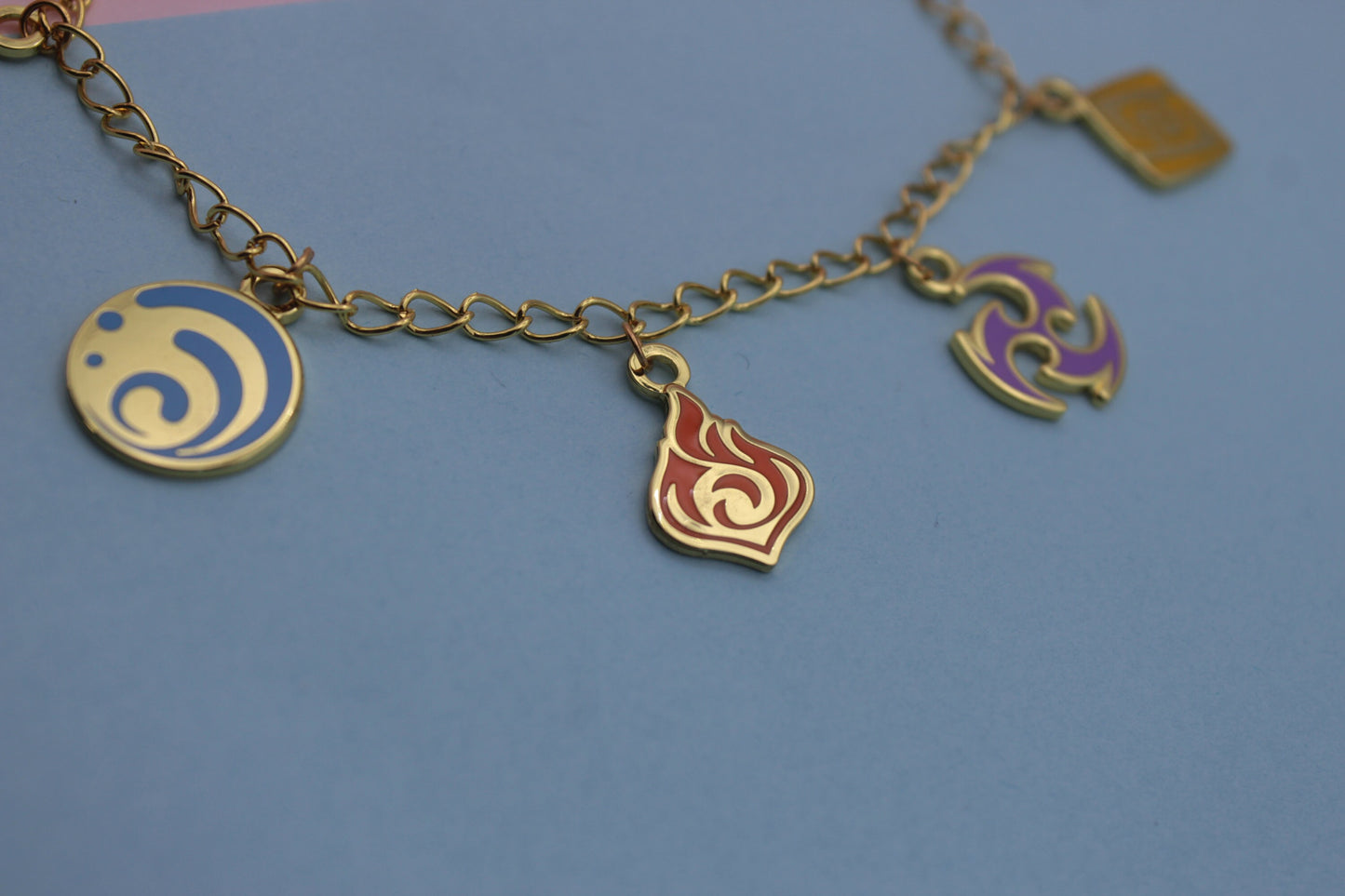 Genshin Impact Element Charm Bracelet | 7 Charm Enamel & Gold Bracelet