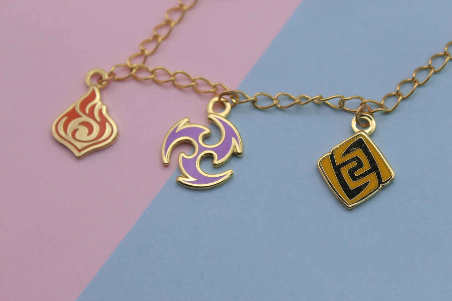 Genshin Impact Element Charm Bracelet | 7 Charm Enamel & Gold Bracelet