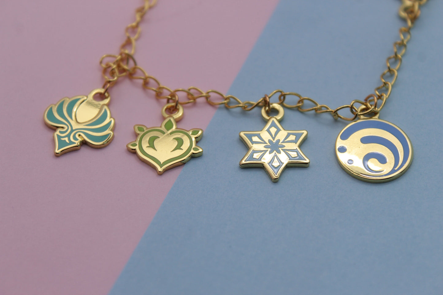 Genshin Impact Element Charm Bracelet | 7 Charm Enamel & Gold Bracelet