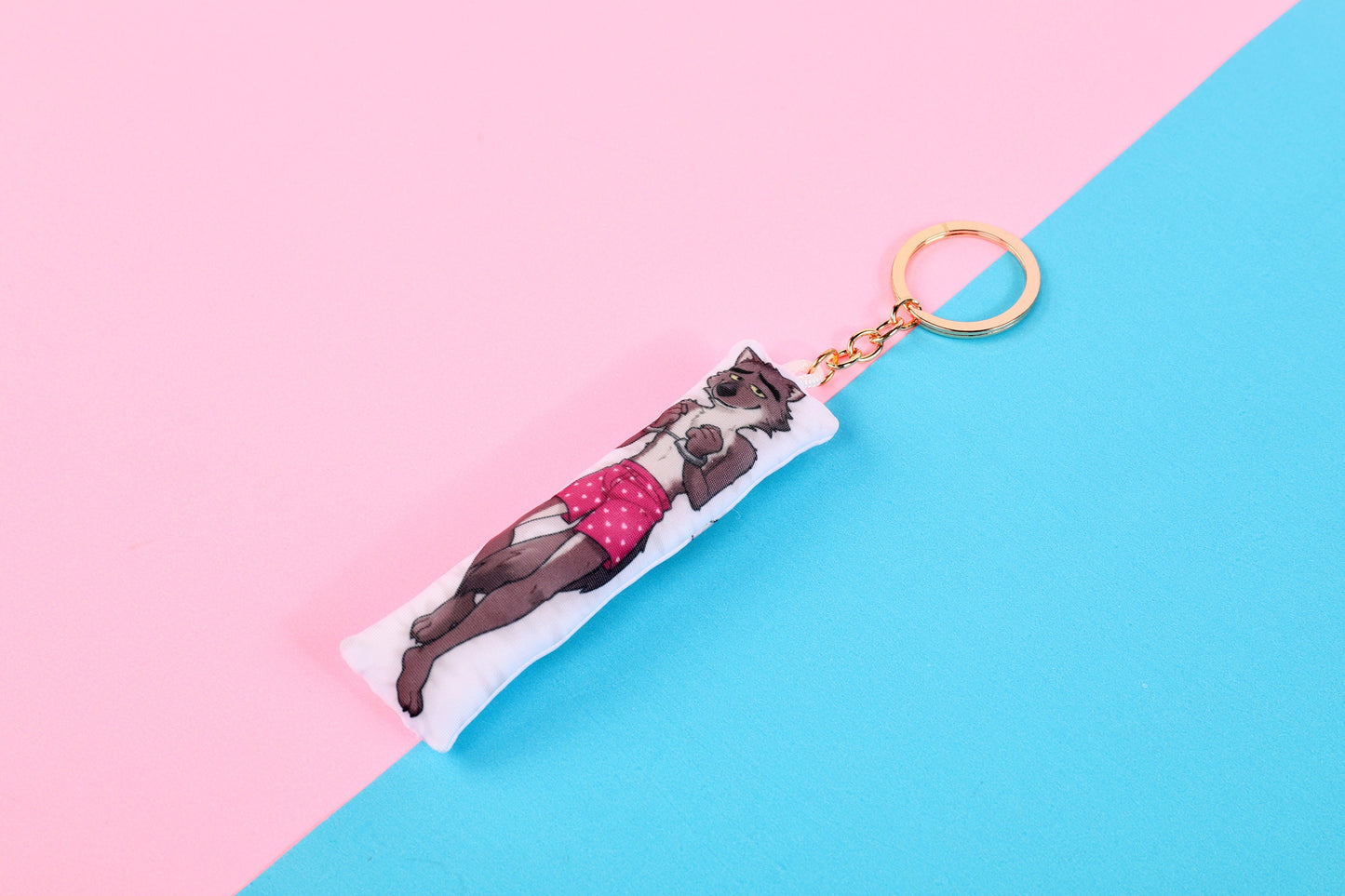 Bad Guys Mr Wolf Mini Dakimakura Keychain | 11x3cm Two Way Tricot Daki Keyhain