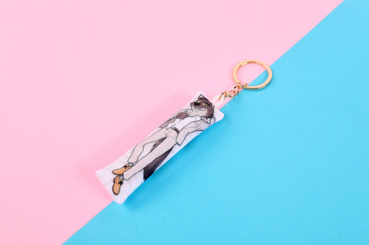 Bad Guys Mr Wolf Mini Dakimakura Keychain |  11x3cm Two Way Tricot Daki Keyhain