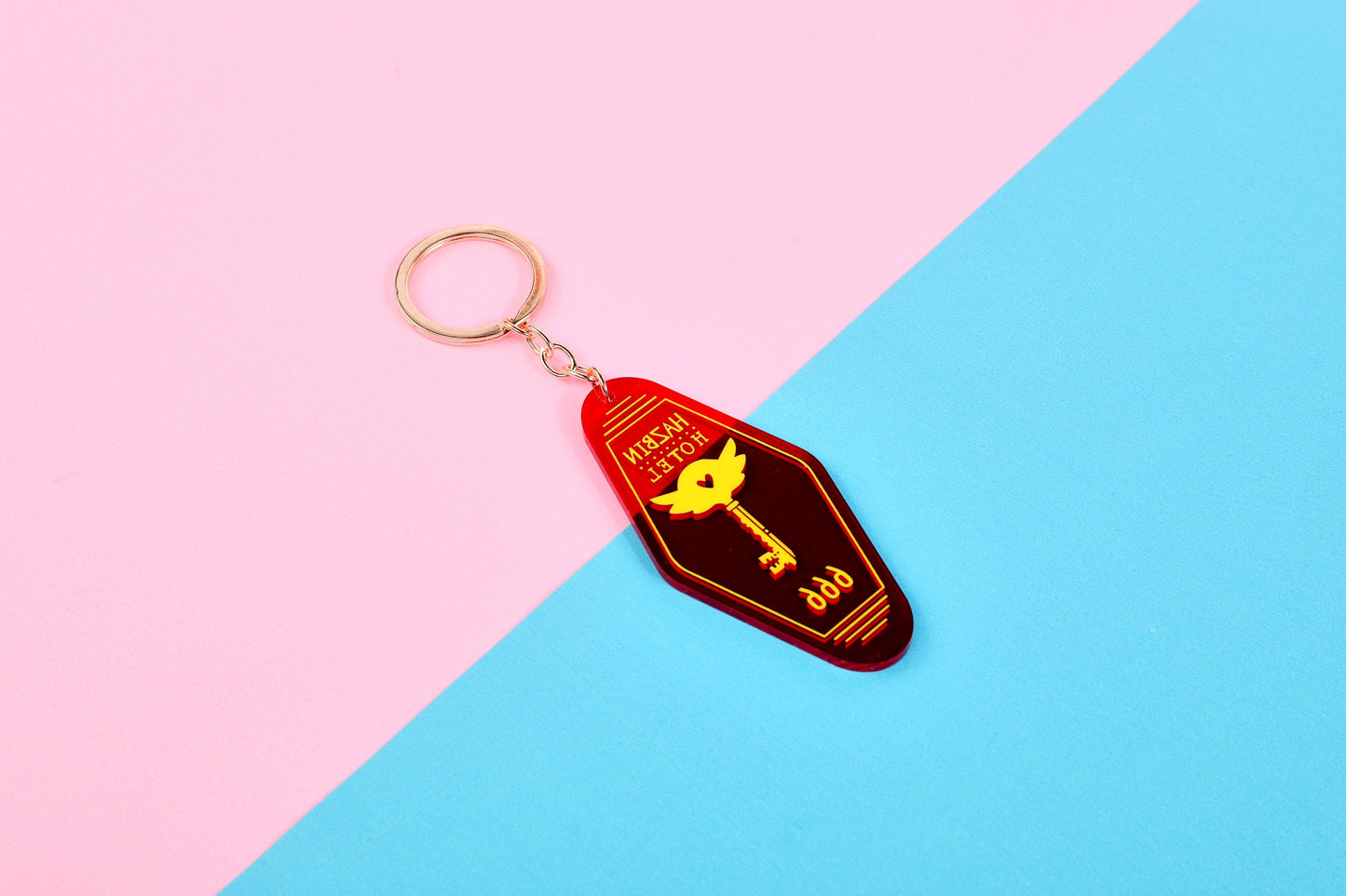 Hazbin Hotel Room Tag Double Sided Keychain | 3 Inch Gold Foil Keychain