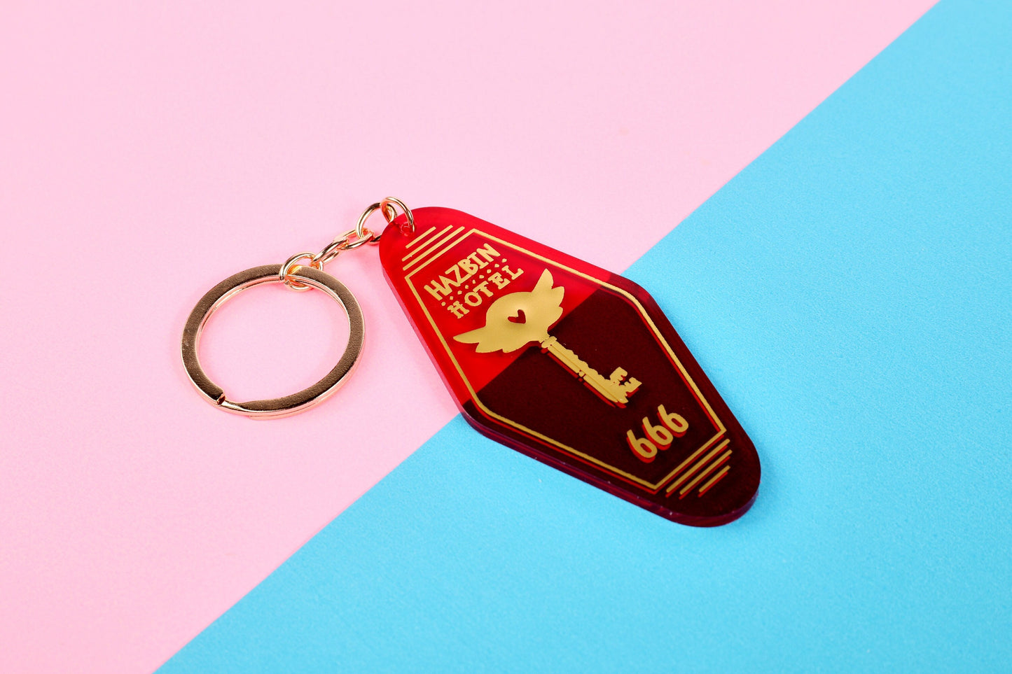 Hazbin Hotel Room Tag Double Sided Keychain | 3 Inch Gold Foil Keychain
