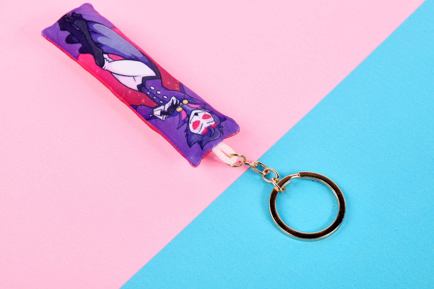 Helluva Boss Stolas (humano y pájaro) Mini Dakimakura Llavero | Llavero Daki Tricot bidireccional 11x3cm