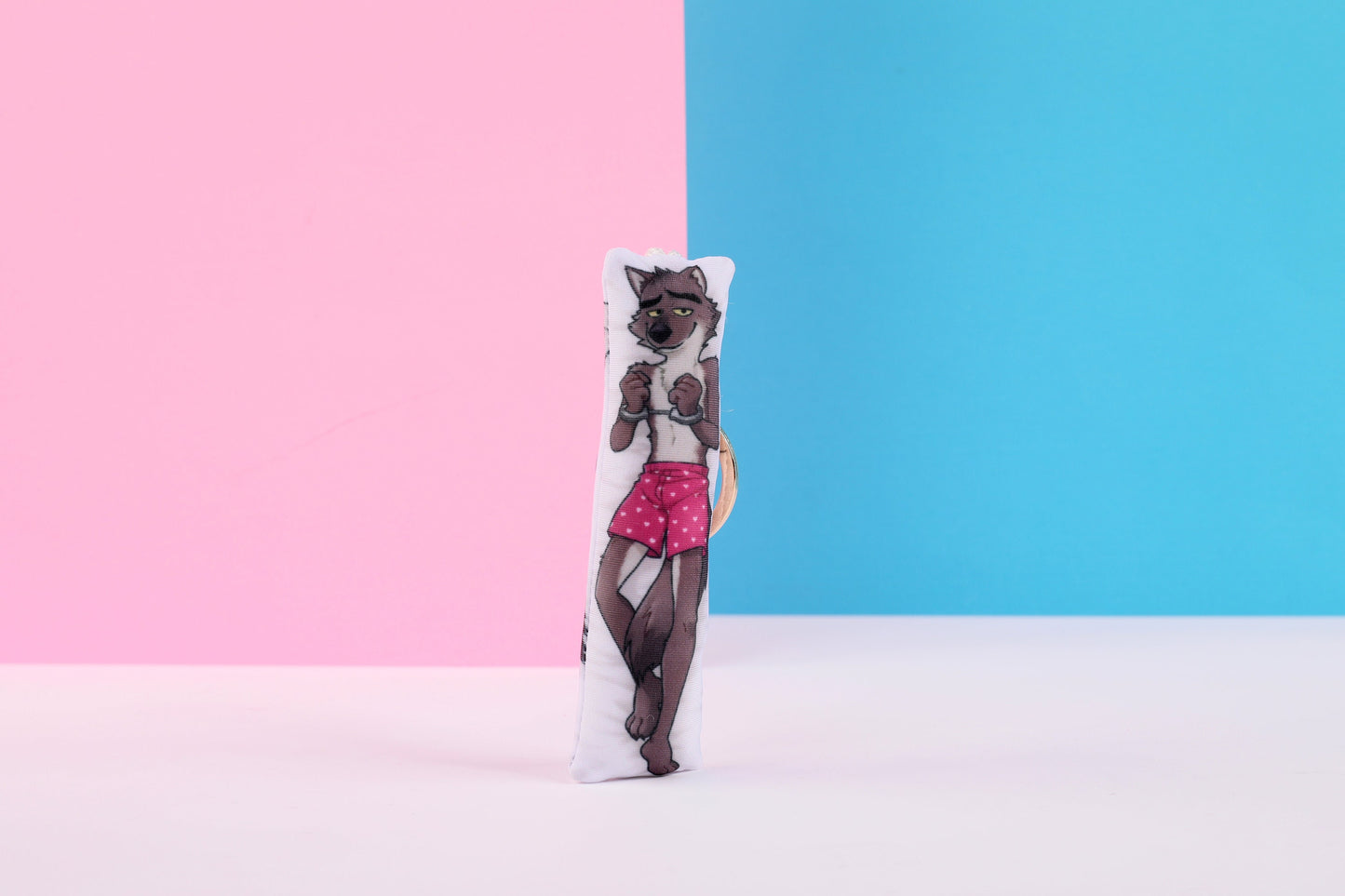 Bad Guys Mr Wolf Mini Dakimakura Keychain | 11x3cm Two Way Tricot Daki Keyhain