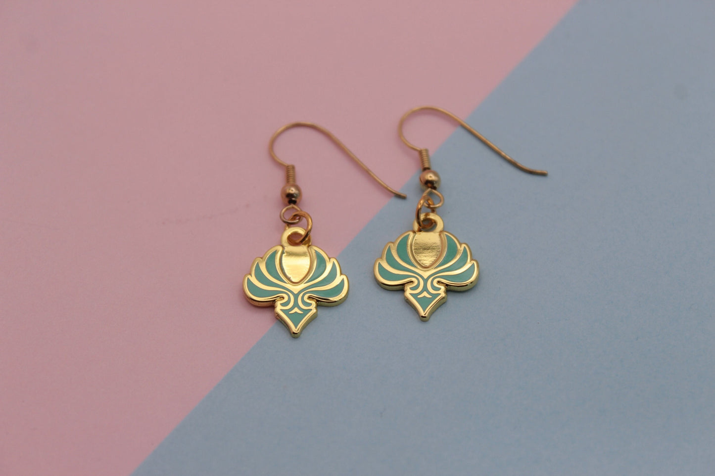 Genshin Impact Anemo Element Earrings | 2cm Enamel & Gold Plated Earrings