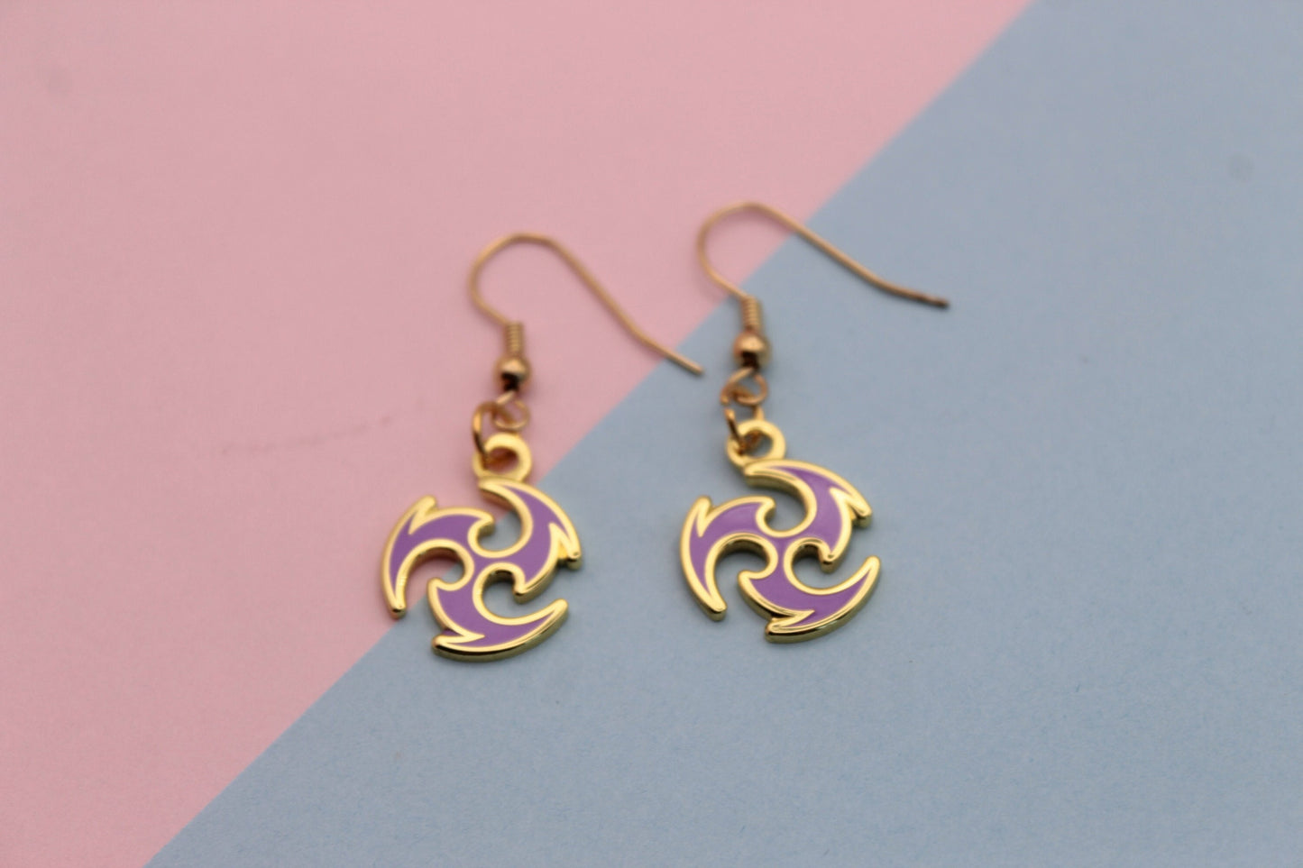 Genshin Impact Electro Element Earrings | 2cm Enamel & Gold Plated Earrings