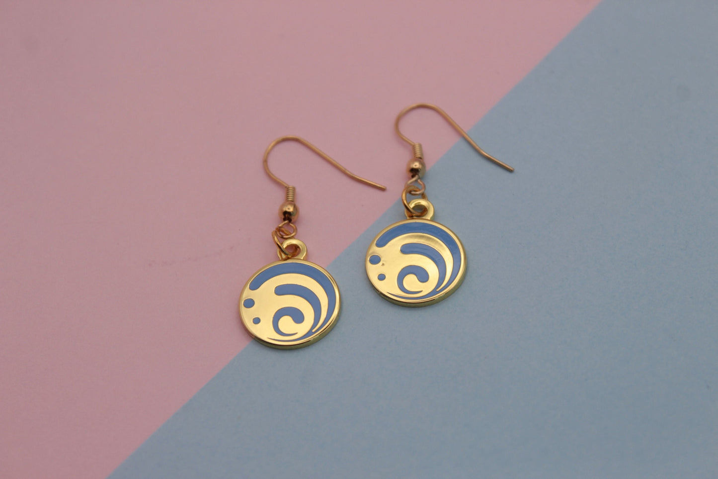 Genshin Impact Hydro Element Earrings | 2cm Enamel & Gold Plated Earrings