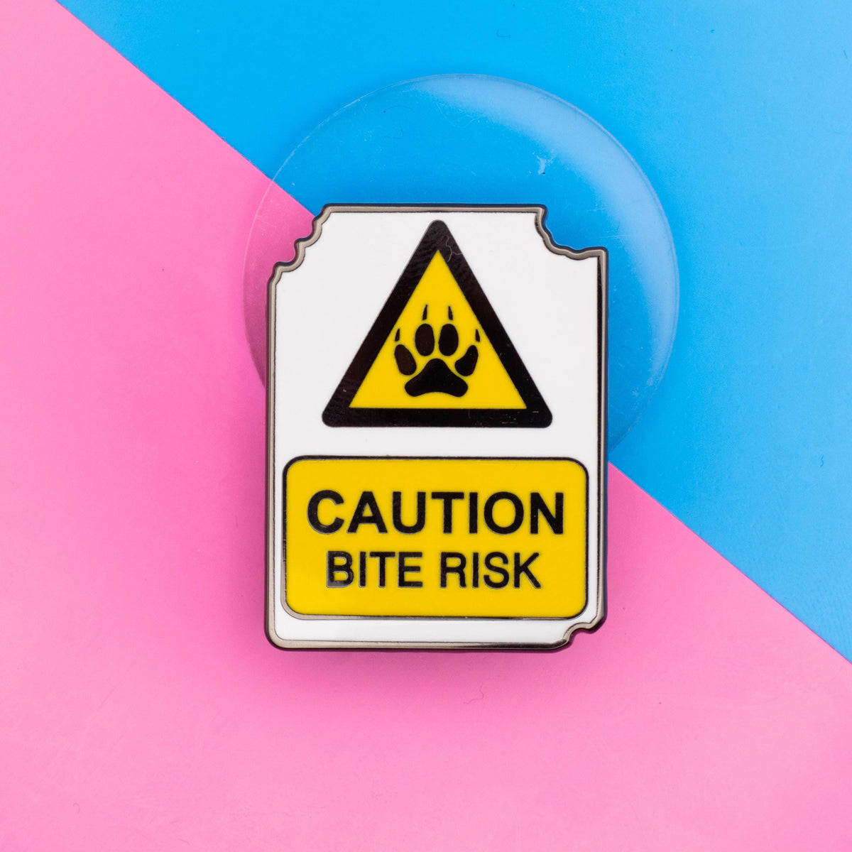 Caution, Bite Risk Enamel Pin | 1.5" Die Cut Acrylic Pin