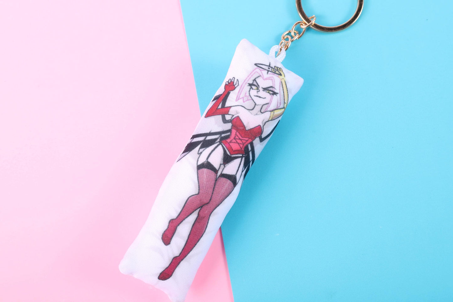 Hazbin Hotel Lute Lingerie Mini Dakimakura Keychain |  11x3cm Two Way Tricot Body Pillow
