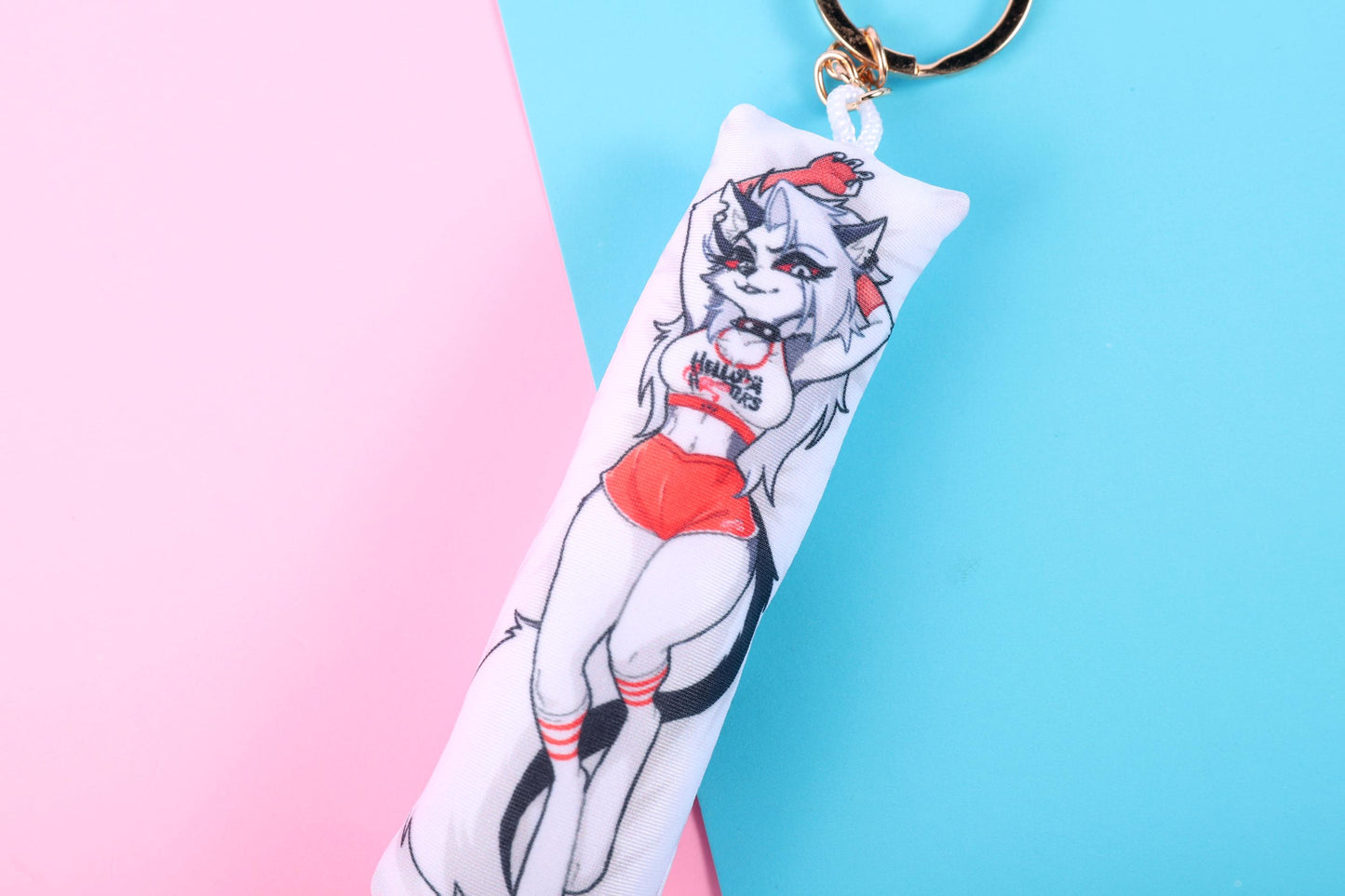 Helluva Boss Loona Hooters Mini Dakimakura Keychain |  11x3cm Two Way Tricot Body Pillow