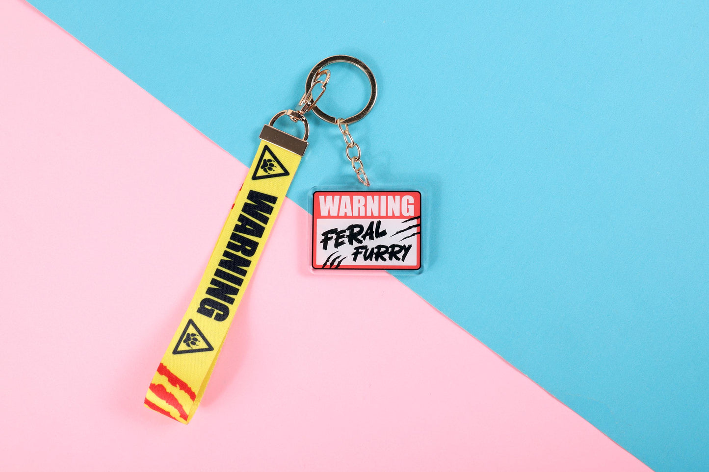 Warning Feral Furry Lanyard Keychain | Double Sided Lanyard