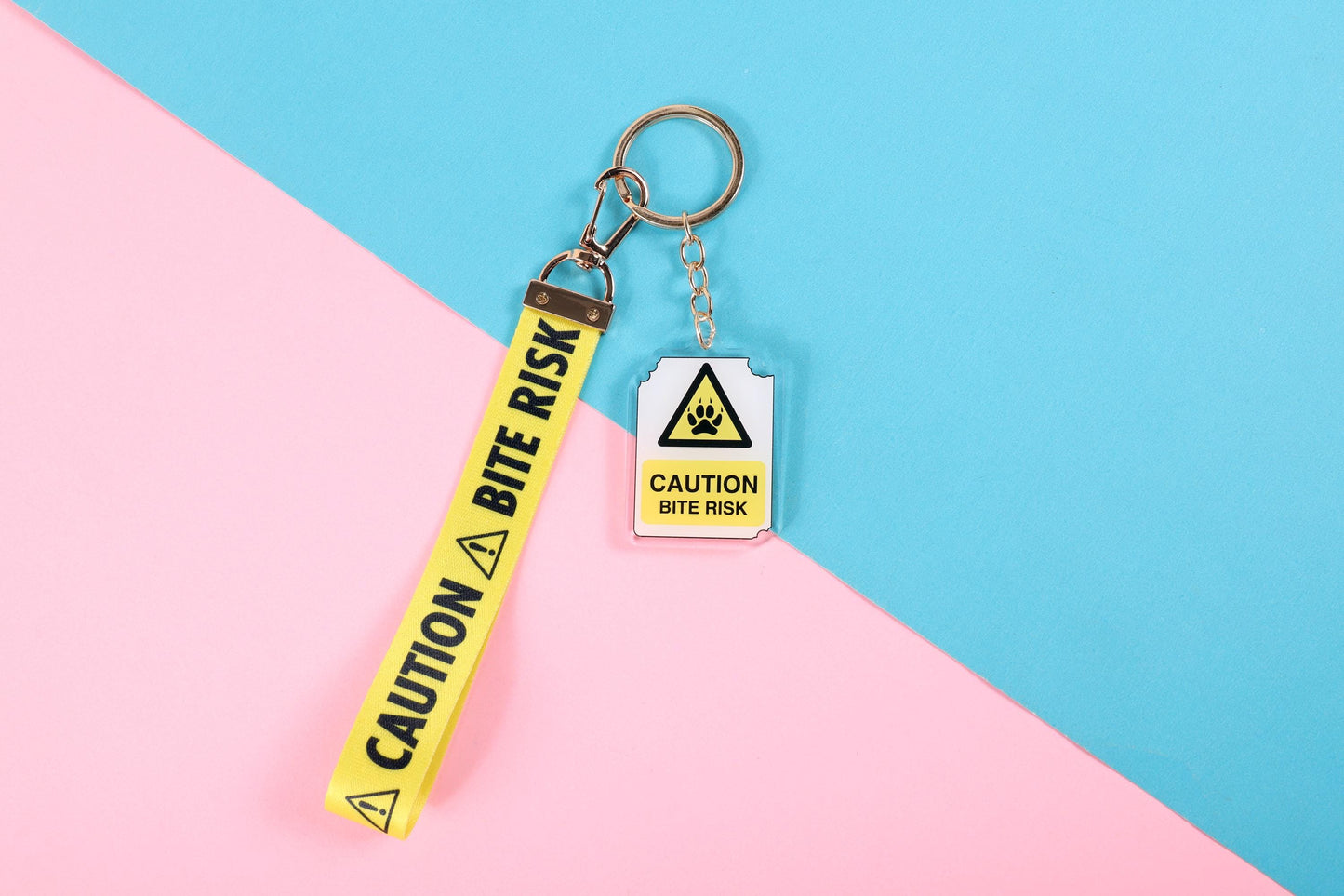Caution Bite Risk Lanyard Keychain | Double Sided Lanyard