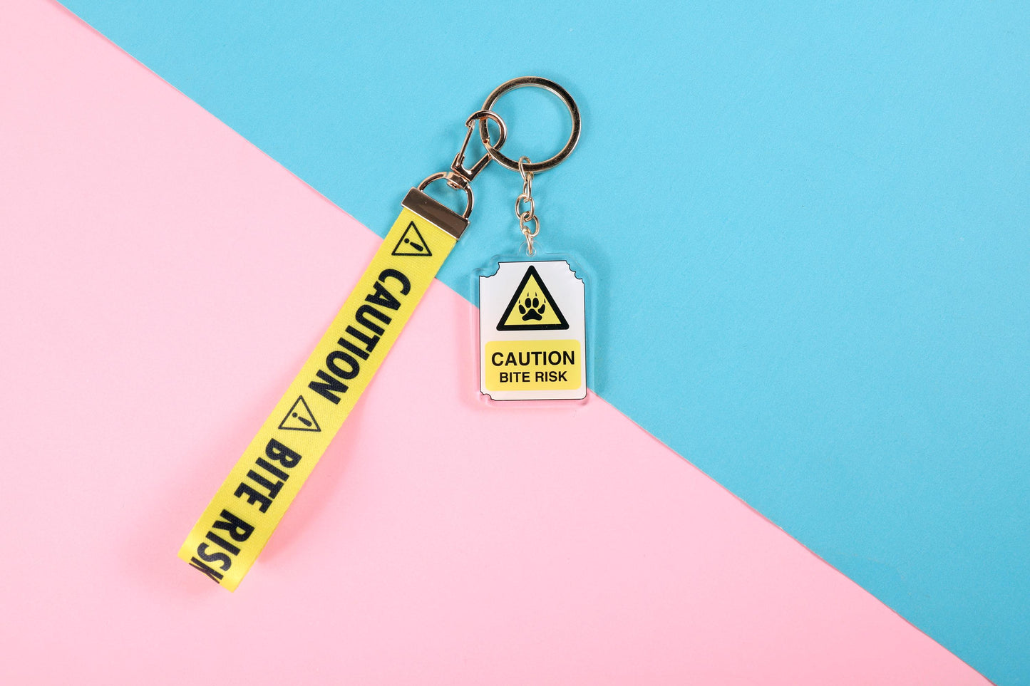 Caution Bite Risk Lanyard Keychain | Double Sided Lanyard
