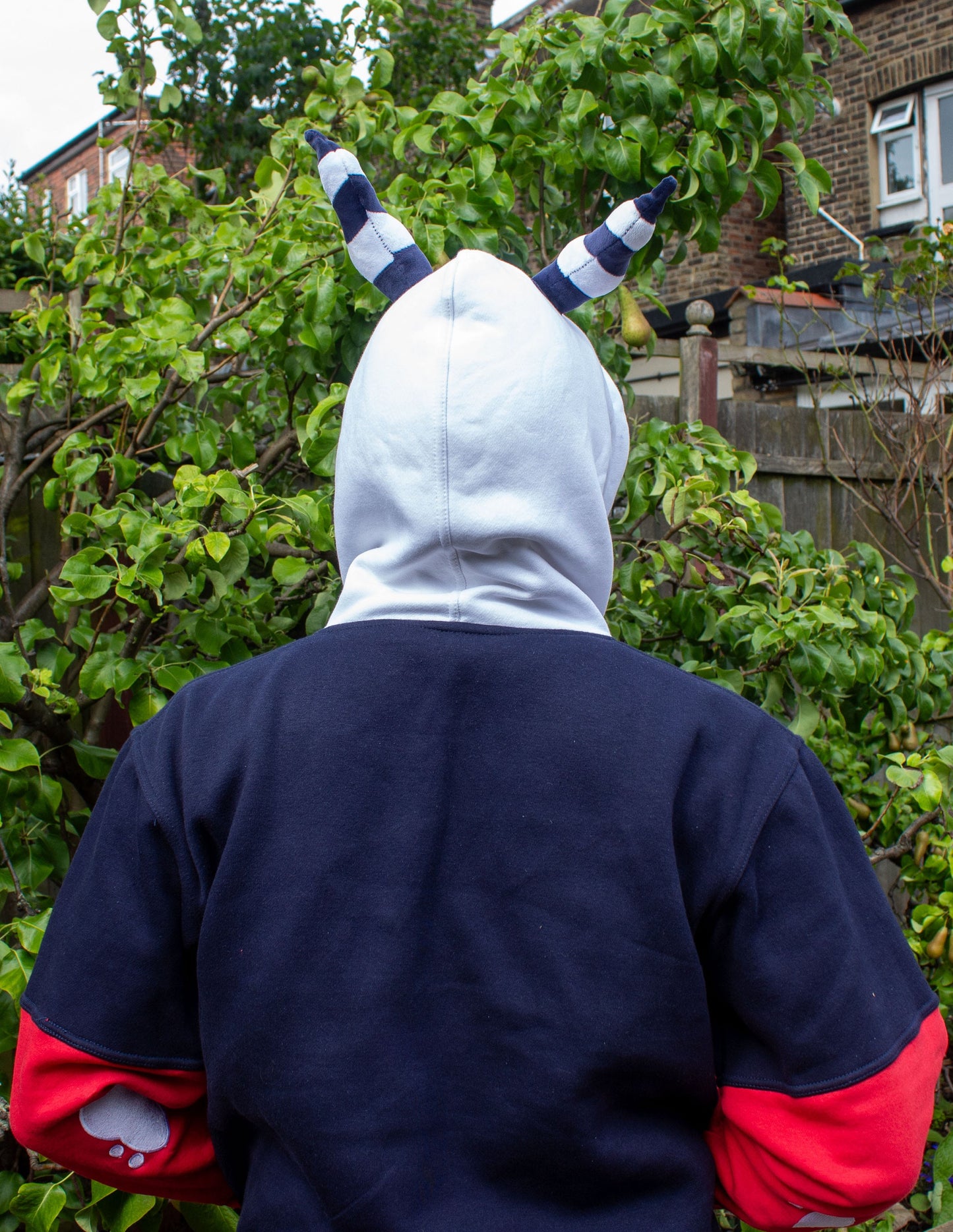 Helluva Boss Moxxie Plush Horned Hoodie with IMP Logo | Soft Pull Over Hoodie with Embroidery