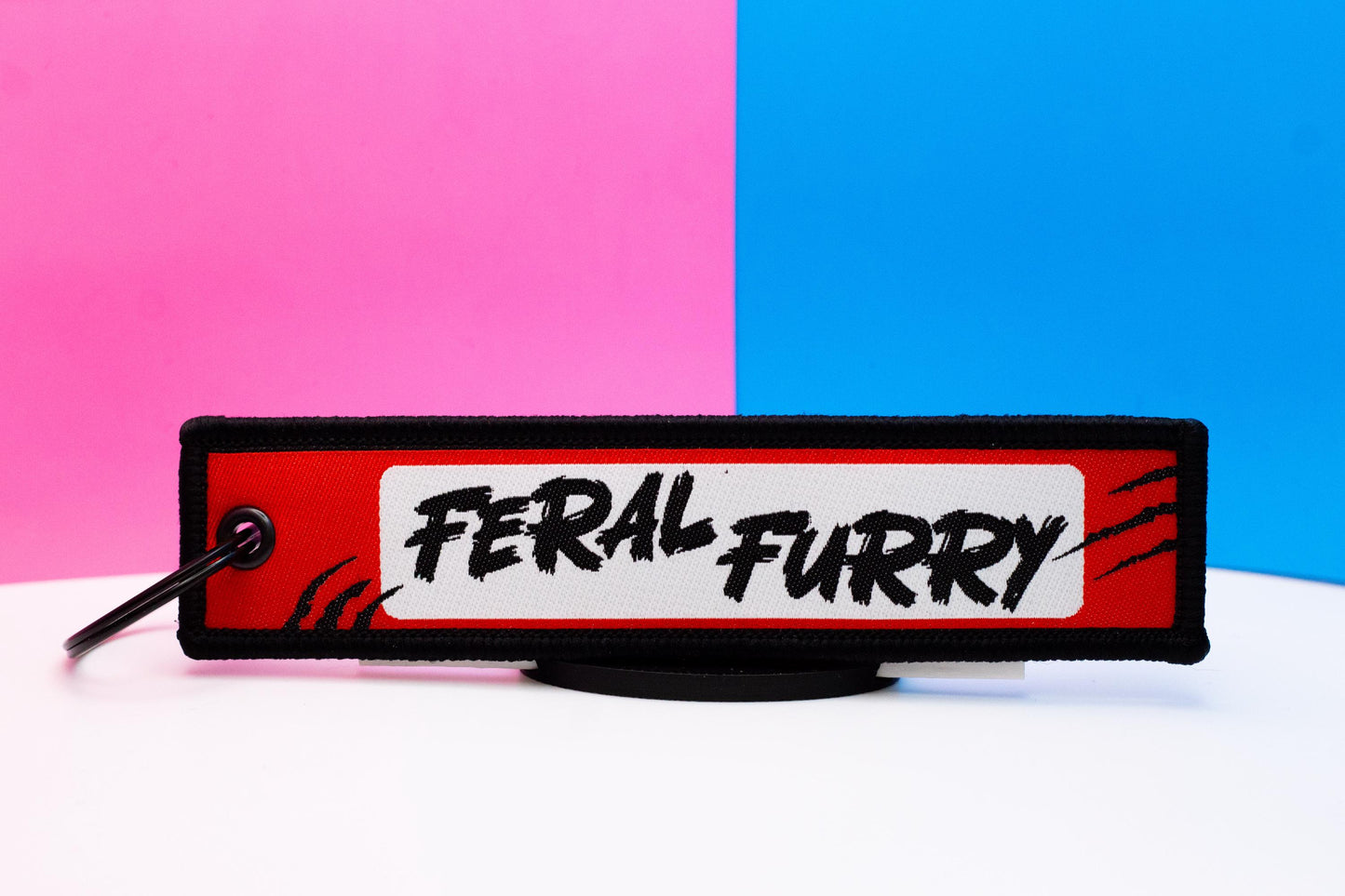 Feral Furry Embroidered Jet Tag | 5 Inch Woven Double Sided Keychain