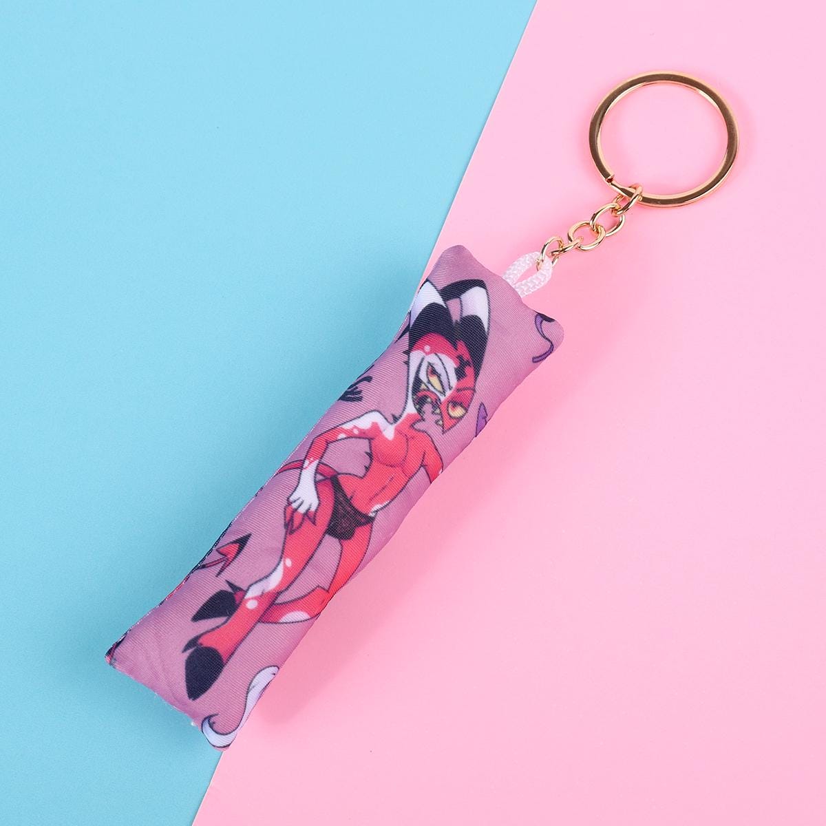 Helluva Boss Blitz Mini Dakimakura Keychain |  11x3cm Two Way Tricot Daki Keychain Body Pillow