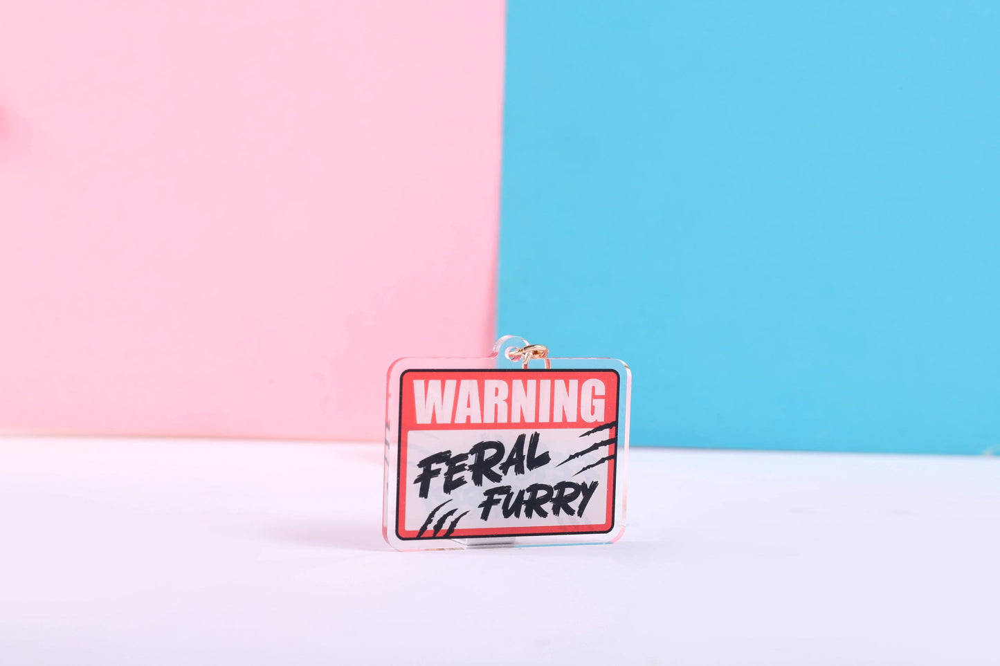 Warning Feral Furry Lanyard Keychain | Double Sided Lanyard