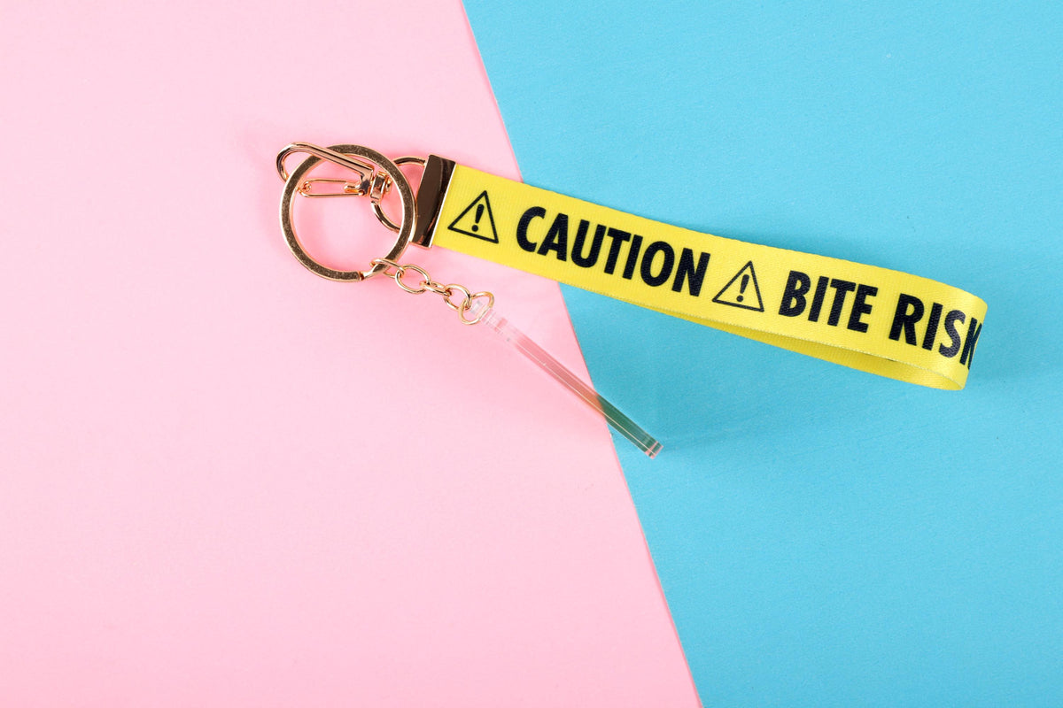 Caution Bite Risk Lanyard Keychain | Double Sided Lanyard