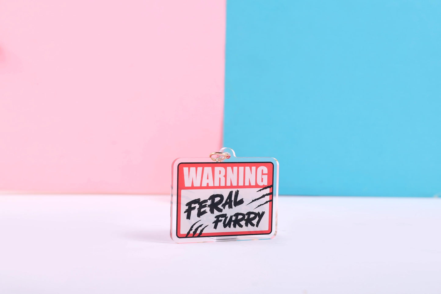 Warning Feral Furry Lanyard Keychain | Double Sided Lanyard