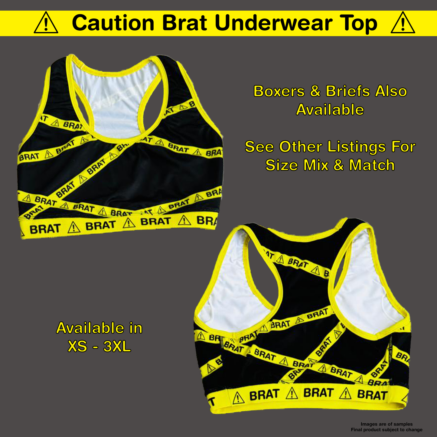 PREORDER - Caution Brat Underwear Sports Bra Top | Sizes XS - 3XL