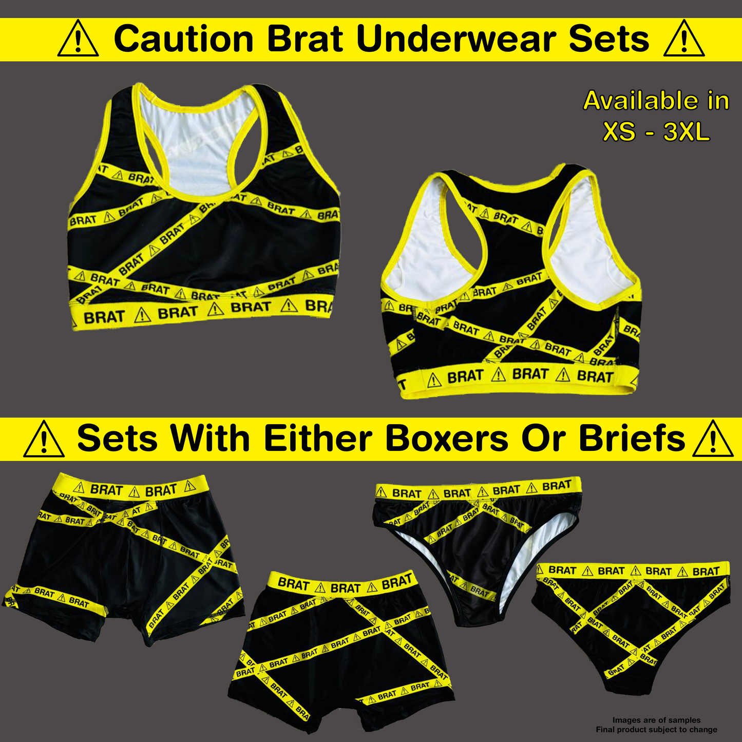 PREORDER - Caution Brat Underwear Sports Bra Top | Sizes XS - 3XL