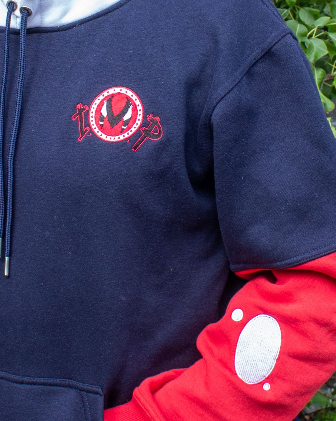 Helluva Boss Moxxie Plush Horned Hoodie with IMP Logo | Soft Pull Over Hoodie with Embroidery