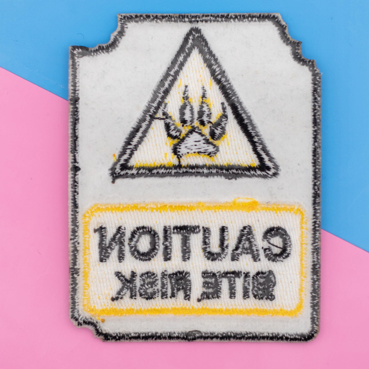 Caution: Bite Risk Embroidered Patch | 3 Inch Sew On Embroidered Patch
