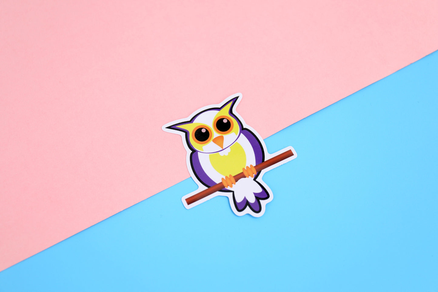 Homosexuowl Non-Binary Pride Vinyl Sticker | 3 Inch Vinyl Sticker | The Homosexuowls | LGBTQ+