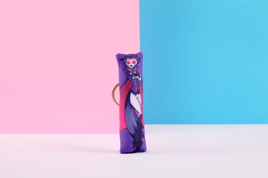 Helluva Boss Stolas (Mensch &amp; Vogel) Mini Dakimakura Schlüsselanhänger | 11x3cm Zwei-Wege-Trikot-Daki-Schlüsselanhänger