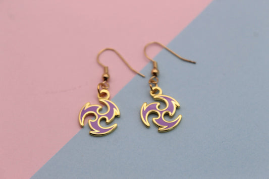 Genshin Impact Electro Element Earrings | 2cm Enamel & Gold Plated Earrings