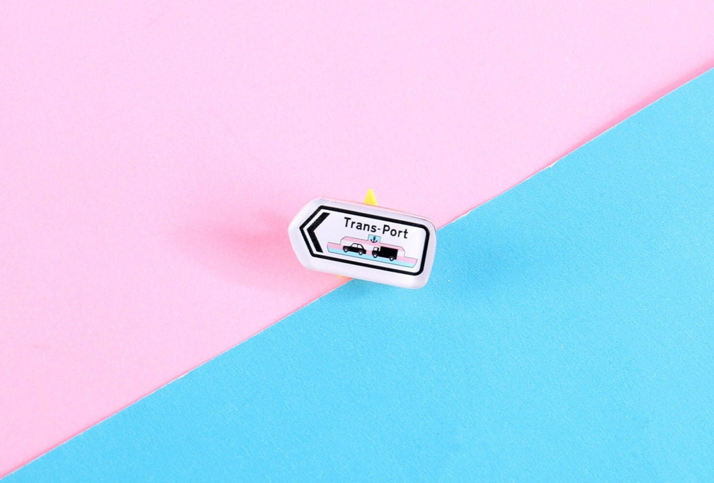 Trans-Port Acrylic Pin | 1" Die Cut Acrylic Pin