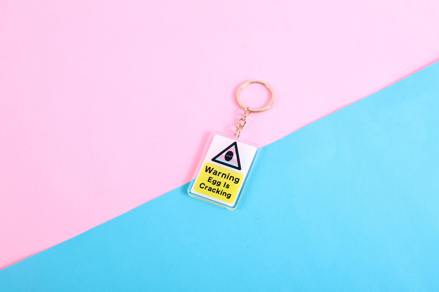 Warning! Egg is Cracking Double Sided Keychain | 4 Inch Keychain